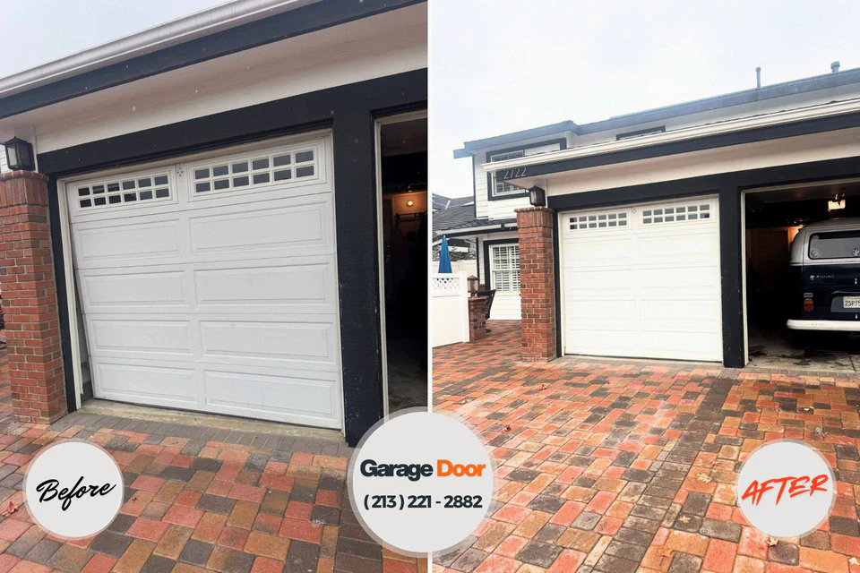Before and after: garage door repair Anthony, KS
